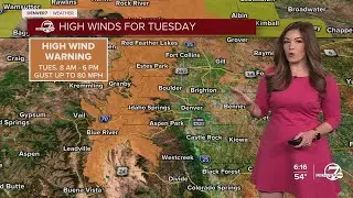 Powerful winds, high fire danger along Front Range; more mountain snow Tuesday