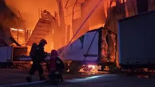 #ukraine #Warehouse in #lviv on Fire