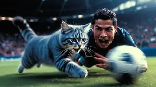 REAL OR AI? 😲 Cristiano Ronaldo vs Cat Football Skills 
