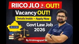 RIICO JLO Vacancy 2026 🚨 | Junior Legal Officer Govt Law Job | Apply Online | krishnagopalsir