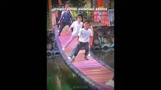 Others doing swinging bridge vs. This guy 💀🤯