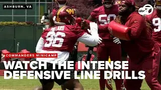 Commanders practice defensive line drills at minicamp