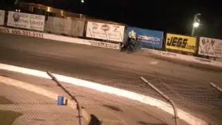HUGE Sprint car crash - Santos into the wall hard at Toledo