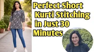 Perfect Short Kurti Stitching in Just 30 Minutes/ Designer Short Kurti Stitching at Home #trending 