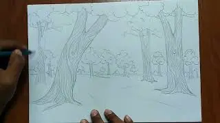 Forest Drawing | Forest Drawing Easy | Forest Scenery Drawing | Scenery Drawing | Jungle Drawing