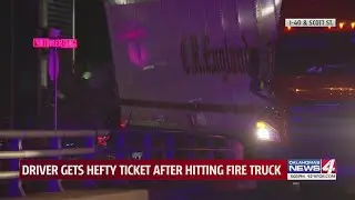 Driver gets hefty ticket after hitting fire truck