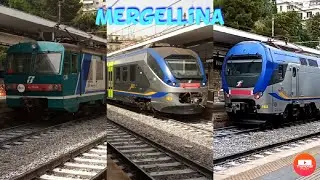 Arrivi e partenze di treni metropolitani alla stazione di Napoli Mergellina
