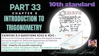 Chapter 8 Introduction To Trigonometry (Part 33) | Class 10 Maths NCERT | EXERCISE 8.3 Qs: 4(iv & v)