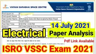 ISRO VSSC Technician B Electrician Paper 14/04/2021 | ISRO VSSC Previous Year Question Paper 2021