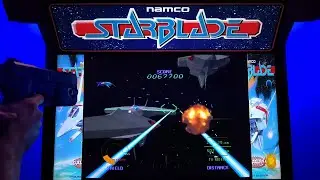 Starblade Arcade Cabinet MAME Playthrough w/ AimTrak Gun & Hypermarquee