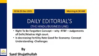 Daily THE HINDU EDITORIALS for UPSC at IQRA IAS 04 DEC AM @IQRA IAS