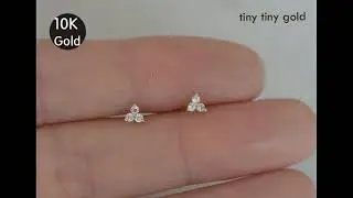 tinytinygold l Tiny CZ stud earrings