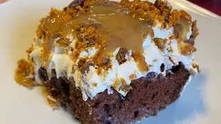 German Chocolate &ldquo;Better Than Sex&rdquo; Cake Topped with Butterfinger Pieces