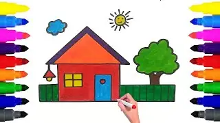 How to Draw a House For Kids💚🏡 💒💙 | Easy Drawing Tutorial For Kids #house #drawing
