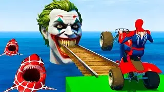 الرجل العنكبوت انقاذ باتمان Spider-Man Ride on Motorcycle Rescue Batman vs Iron man GTA 5 Superhero!