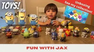 Unboxing/ opening Baby Shark and Minions squishy mashems toys despicable me.