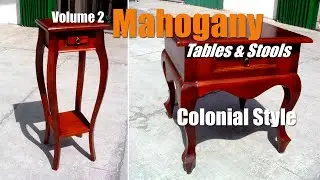 MAHOGANY TABLES AND STOOLS - Volume 2 - Solid Mahogany Wood - Hand Made - Exotic Furniture