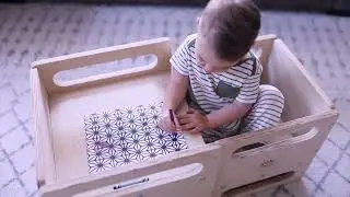 Baby and Toddler Natural Wood Weaning Table and Chair Set With Stepping Stool Multifunction