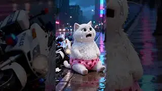 Cat's  Motorcycle BROKE! 🚨Real Motor Officer Shows Up!#shorts #cat #comedy #kitten #story