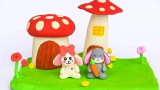 #mushroom 🎀house#clay art 🩷create this ✨cute rabbit🐰🐰