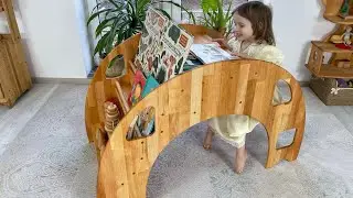 Montessori Books shelf Wooden Table Chair Nursary Freestanding Toddler Furniture Waldorf Playstand