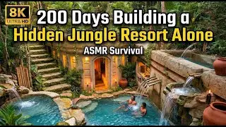 200 Days Building a Hidden Jungle Resort Alone | ASMR Survival
