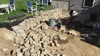 BEDFORD MA PATIO, FIELDSTONE WALL AND WALKWAY
