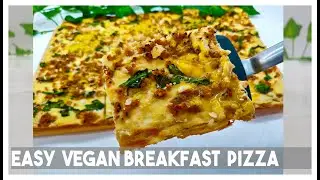 Easy Vegan Breakfast Sausage Pizza  with a runny vegan egg
