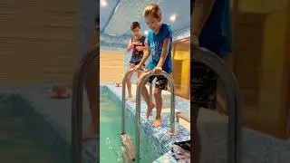 mother pushed the children into the cold pool 🤪 😜 #shorts  TikTok RenMary Family #2022