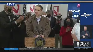 Gov. Cuomo Visits COVID Vaccine Site On Long Island