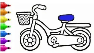 Bicycle drawing colouring and painting for kids and toddlers||Bicycle drawing easy
