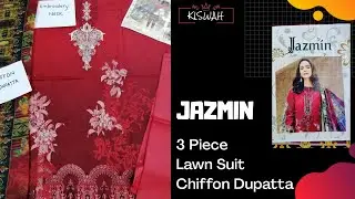 Jazmin 2020| 3 Piece Embroidered Lawn Suit| Chiffon Dupatta