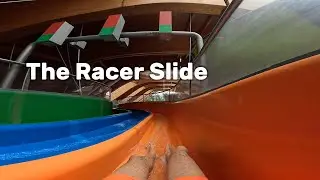 3-Lane Racer Water Slide in Water Park Therme Bucuresti, Bucharest Romania, POV 4k