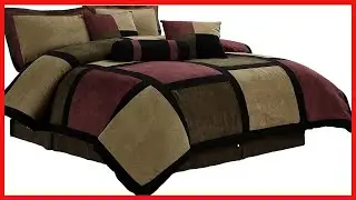 Chezmoi Collection 7-Piece Burgundy Brown Black Micro Suede Patchwork Comforter Set, King