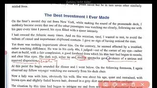 Prose: The Best Investment I Ever Made: Part-1