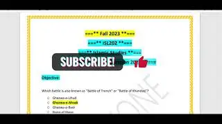 ISL202 Mid-Term Quiz File || ISL202 Mid-Term Preparation 2023 || Islamic Studies || Fall 2023