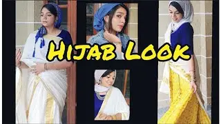 Saree/Onam Set saree/ Modern wear Matching Stylish Hijab Look # malayalam # Onam dress styling