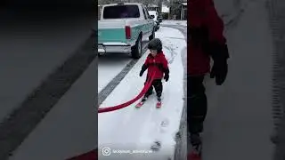 First Ski lesson in the neighborhood with my 2 year old daughter. #skiing #2yearsold #skiingislife