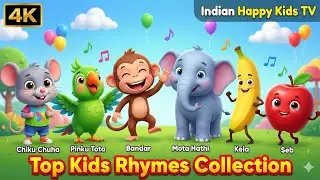 Top Hindi Kids Rhymes Compilation | Chuha, Pinku Tota, Bandar, Mota Hathi | Indian Happy Kids TV