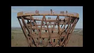 Denmark opens 45-metre hourglass-shaped observation tower amidst a forest