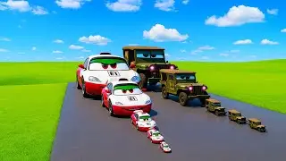 Giant Cars vs Tiny Army Jeeps | BeamNG Drive &ndash; Ultimate Size Battle!