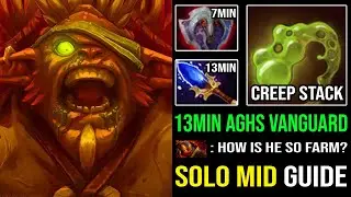 How to Solo Mid & Fast Farm Bristleback | WTF 13Min Scepter + Vanguard Insane Creep Stack Farm DotA