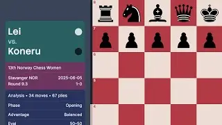 Lei vs Koneru &mdash; 13th Norway Chess Women 2025 (Round 9.3)