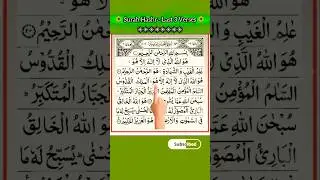 Surah Hashr سورة حشر last 3 Verses beautiful recitation #quran #quranrecitation #alquran #shorts