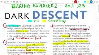 Reading Explorer 2 (Third Edition): Unit 12B : Dark Descent. (in-depth analysis)