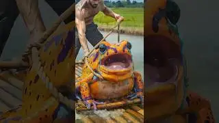 Poor Real Madrid pup saves huge orange frog #pup #rescue #hugefrog #animal