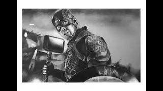 Drawing Captain America (Chris Evans) holding Mjolnir #pencilsketch#captainamerica