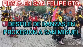 Desfile de danzas en fiesta de San Felipe Gto. 28 de Sep. 2025.