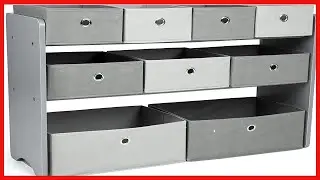 Humble Crew Kids Toy Organizer with 9 Storage Fabric Bins, Grey