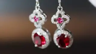 ruby earrings, red diamond earrings, dangle earrings